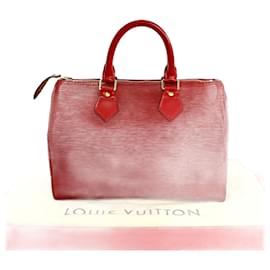Louis Vuitton-Louis Vuitton Speedy 25 Epi Leather Handbag-Red
