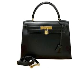 Hermès-Hermes Kelly Box Calf 2way bag-Black