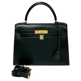Hermès-Hermes Kelly Box Calf 2way bag-Black