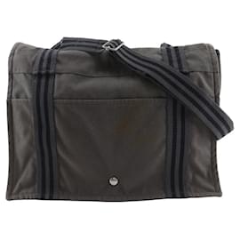 Hermès-Hermes Fourre Tout Besace MM Cotton Canvas Shoulder Bag-Grey