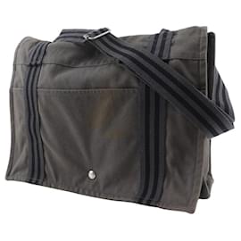 Hermès-Hermes Fourre Tout Besace MM Cotton Canvas Shoulder Bag-Grey