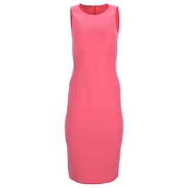 Michael Kors- Michael Kors Sleeveless Midi Bodycon Dress in Pink Wool-Pink