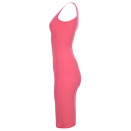 Michael Kors- Michael Kors Sleeveless Midi Bodycon Dress in Pink Wool-Pink