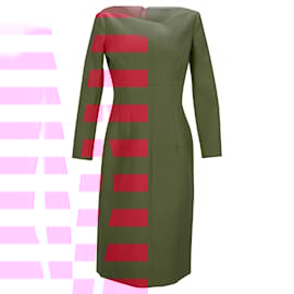 Autre Marque- Emilia Wickstead Boat Neck Midi Dress in Red Polyester-Red