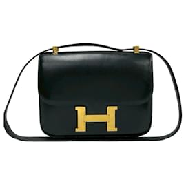 Hermès-Hermes Constance Box Calf Shoulder Bag-Black