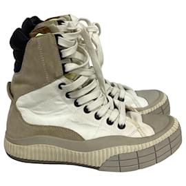 Chloé- Chloé Clint High-Top Sneakers in White and Beige Polyester-White,Cream