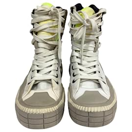 Chloé- Chloé Clint High-Top Sneakers in White and Beige Polyester-White,Cream