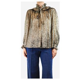 Chloé Gold lurex Bluse mit Krawatte - Größe UK 8 Golden