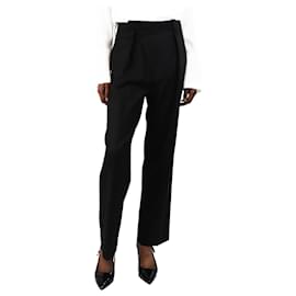 Victoria Beckham-Black asymmetric pleated trousers - size UK 6-Black