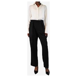 Victoria Beckham-Black asymmetric pleated trousers - size UK 6-Black