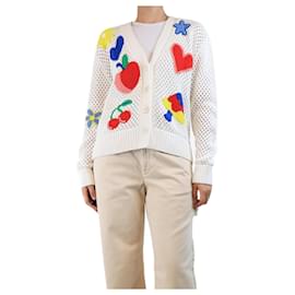 Autre Marque-White patchwork embroidered cardigan - size UK 10-White
