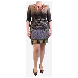 Etro Abito midi con gradiente paisley - taglia UK 12 Marrone