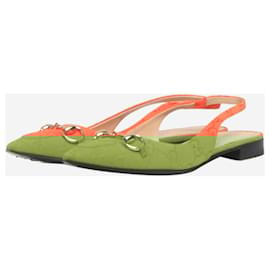 Gucci-Orange monogram Horsebit slingback flats - size EU 37.5-Orange
