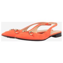 Gucci Orange Monogram Horsebit Slingback-Flats - Größe EU 37,5 Orange