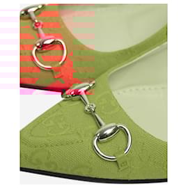 Gucci-Orange monogram Horsebit slingback flats - size EU 37.5-Orange
