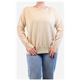 Stella Mc Cartney-Neutral cashmere-blend lace-detail jumper - size UK 14-Other