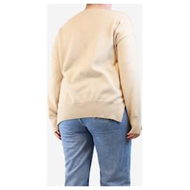Stella Mc Cartney-Neutral cashmere-blend lace-detail jumper - size UK 14-Other