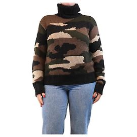 Parosh Pull à col roulé en tricot camouflage - taille L Multicolore