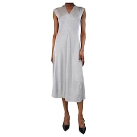 Autre Marque-Silver sleeveless knitted lurex midi dress - size UK 6-Silvery
