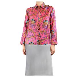 Sandro Camicia di seta rosa stampata - taglia UK 8 Rosa