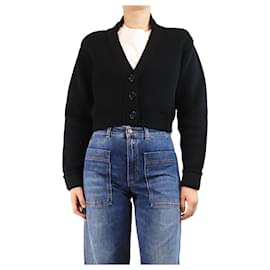 Victoria Beckham-Black cropped ribbed cardigan - size UK 8-Black