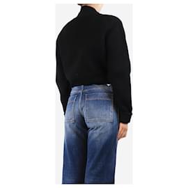 Victoria Beckham-Black cropped ribbed cardigan - size UK 8-Black