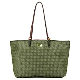 Fendi-Fendi Brown Large Zucchino Canvas Tote-Brown