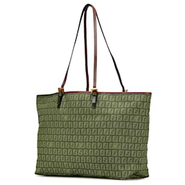 Fendi-Fendi Brown Large Zucchino Canvas Tote-Brown