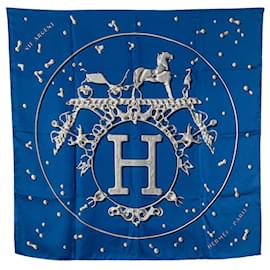 Hermès-Hermès Blue Vif Argent Silk Scarf-Blue