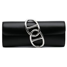 Hermès-Hermès Black Tadelakt Egee Clutch-Black