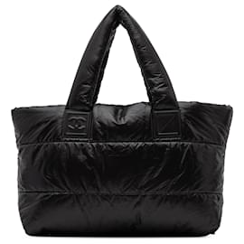 Chanel-Chanel Black Small Quilted Nylon Coco Cocoon Tote-Black