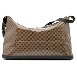 Gucci-Gucci Brown XL GG Crystal Travel Bag-Brown,Beige