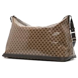 Gucci-Gucci Brown XL GG Crystal Travel Bag-Brown,Beige