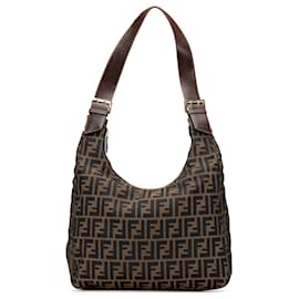 Fendi-Fendi Brown Zucca Canvas Shoulder Bag-Brown