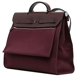 Hermès-Hermès Purple Toile Herbag Zip 39-Other,Dark red,Purple