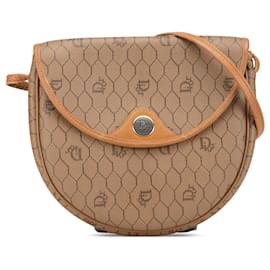Dior-Dior Brown Honeycomb Coated Canvas Crossbody-Brown,Beige