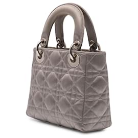 Dior-Dior Gray Mini Satin Cannage Lady Dior-Brown