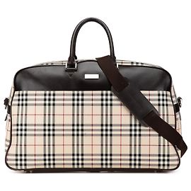 Burberry Reisetasche aus braunem Karomuster-Canvas Braun Beige
