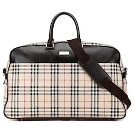 Burberry-Burberry Brown House Check Canvas Travel Bag-Brown,Beige