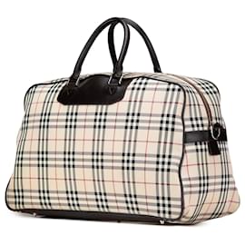 Burberry-Burberry Brown House Check Canvas Travel Bag-Brown,Beige