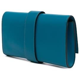Hermès-Hermès Blue Tadelakt Medor Clutch 23-Blue,Turquoise