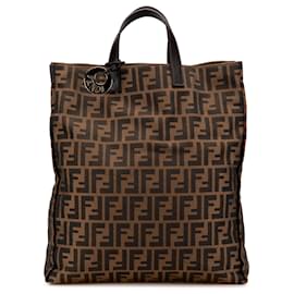 Fendi-Fendi Brown Zucca Canvas Shopping Tote-Brown