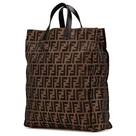 Fendi-Fendi Brown Zucca Canvas Shopping Tote-Brown