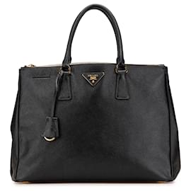 Prada-Prada Black Large Saffiano Lux Galleria Double Zip Tote-Black