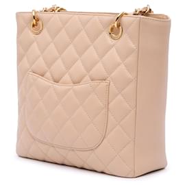 Chanel-Chanel Brown Caviar Petite Shopping Tote-Brown,Beige