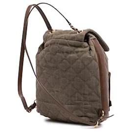 Chanel-Chanel Green CC Quilted Denim and Calfskin Backpack-Green,Olive green