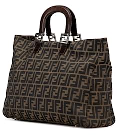 Fendi-Fendi Brown Large Zucca Canvas Twins Tote-Brown