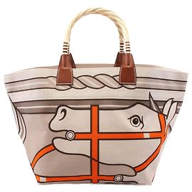 Hermès Marrón Toile H Plume Quadrige al Hilo Steeple 31 Castaño Beige