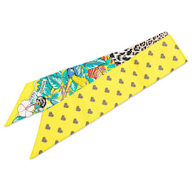 Hermès-Hermès Yellow Jungle Love Silk Twilly Scarf-Yellow