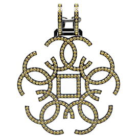 Chanel-Chanel Black Brass CC Crystal Single Clip On Earring-Black
